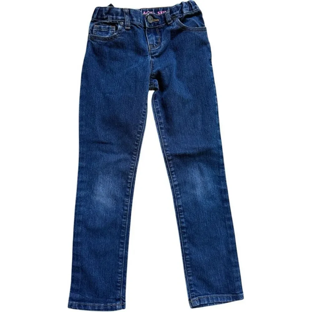 Youth Girls The Childrens Place Adjustable Tab Skinny Dark Rinse Jeans - Sz 8